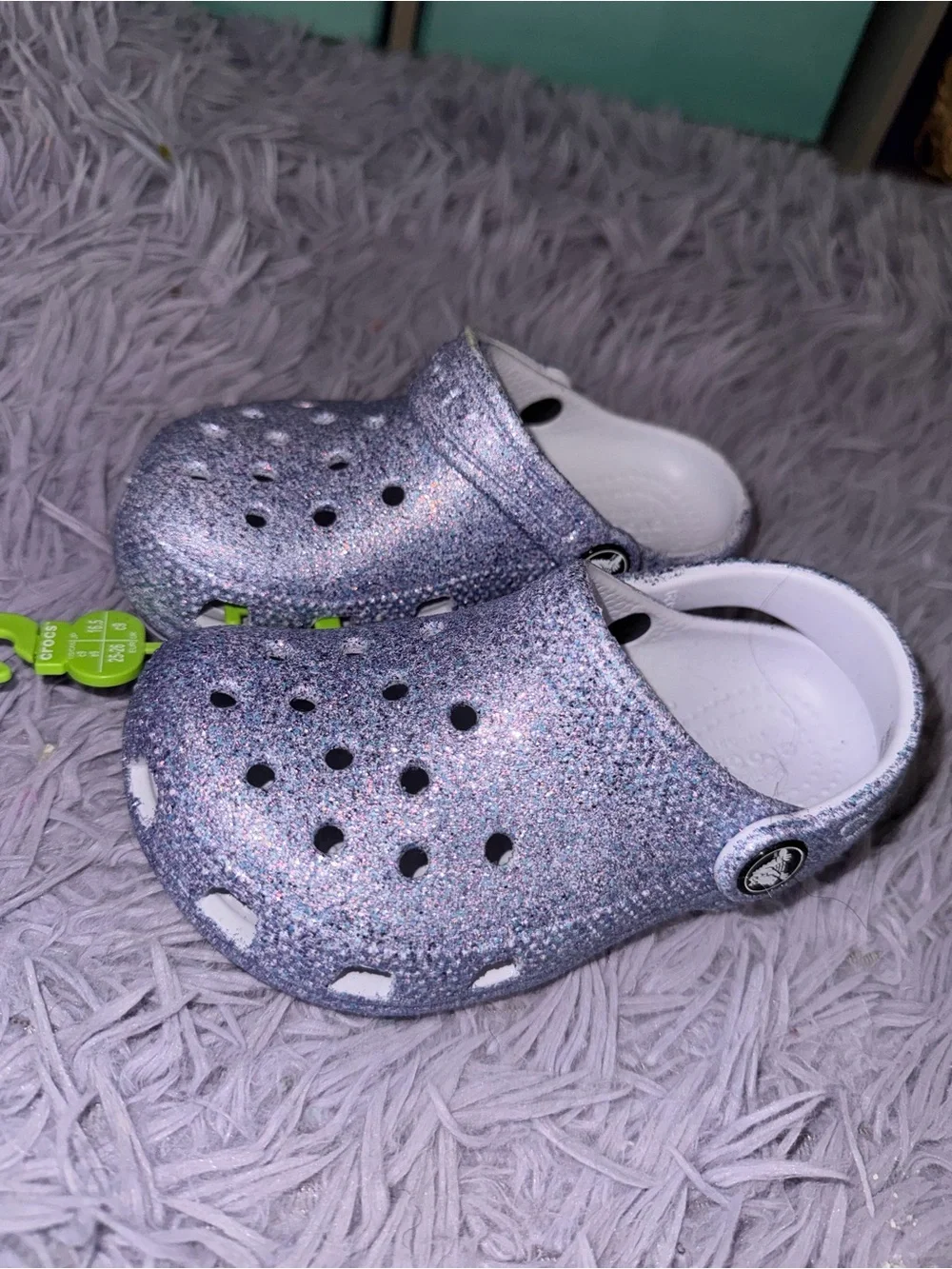 Kids Glitter Slip-On Crocs in Sparkle Lavender